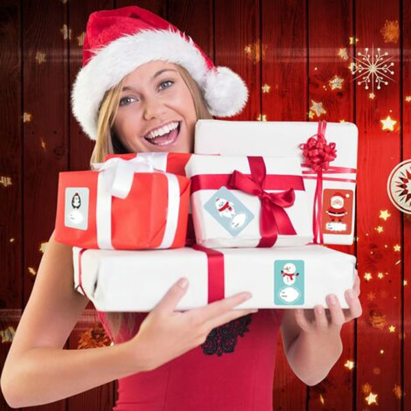 Packa julklappsetiketter, 250 st/kupong Julklappsetiketter för julklappspåsar, omslagspapper, kort