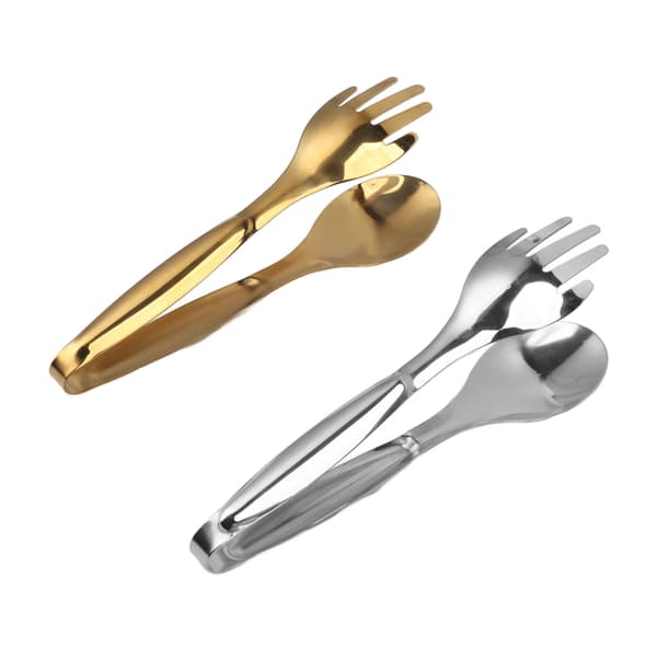 2-delt lite serveringssett i rustfritt stål, matklyper, salatklyper for baking, buffet, kjøkkentilbehør