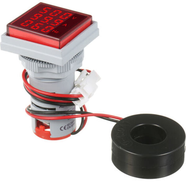 Mini Square Digital Volt-Amperemeter Voltmeter Amperemeter Voltmeter Cymometer Tre LED-skärmar Spänning & Ström & Frekvens Mätare Indikator Monitor AC Panel