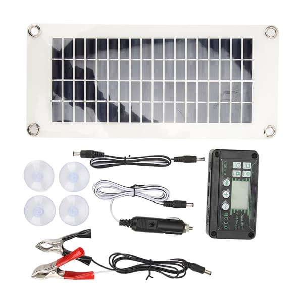 Husbil Solpanel Kit 30W Polykisel PET Batteriladdare Panel med 50A Laddningsspänningskontroll för Stugor Båtar Marina