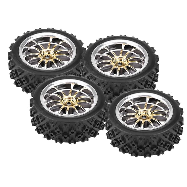 4 stk. Sæt Racing Offroad Køretøjsdæk Gummidæk Fælg til RC 1:10 Bildele (Guld)