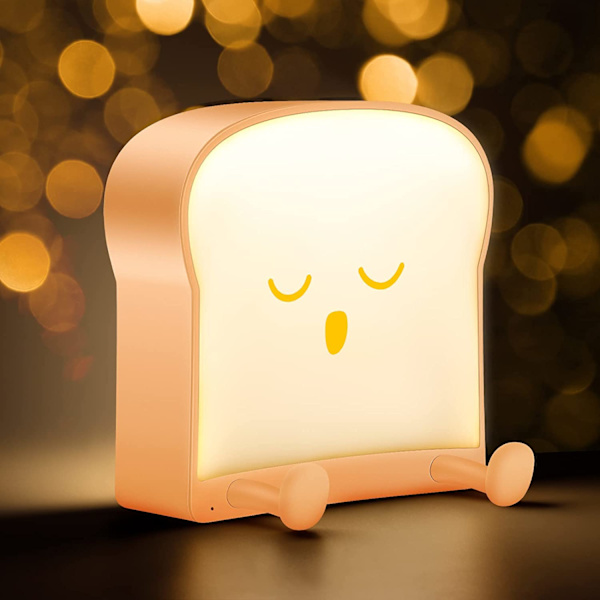 Toast Night Light, Cute Toast Light, Dæmpbar LED Nat Light, Touch Sensor Light til soveværelset, Mobiltelefonholder, Soveværelse Skrivebordsindretning