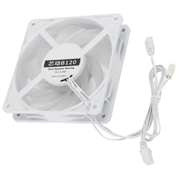 B120 12CM Hvid Støjsvag CPU Køler 77CFM 2400RPM 12V PC Blæser