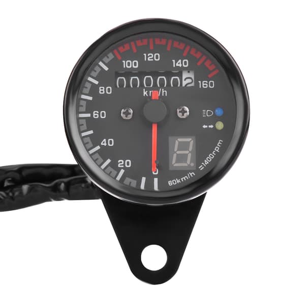 Universal Motorsykkel Digitalt Speedometer Turteller LED Indikator Svart