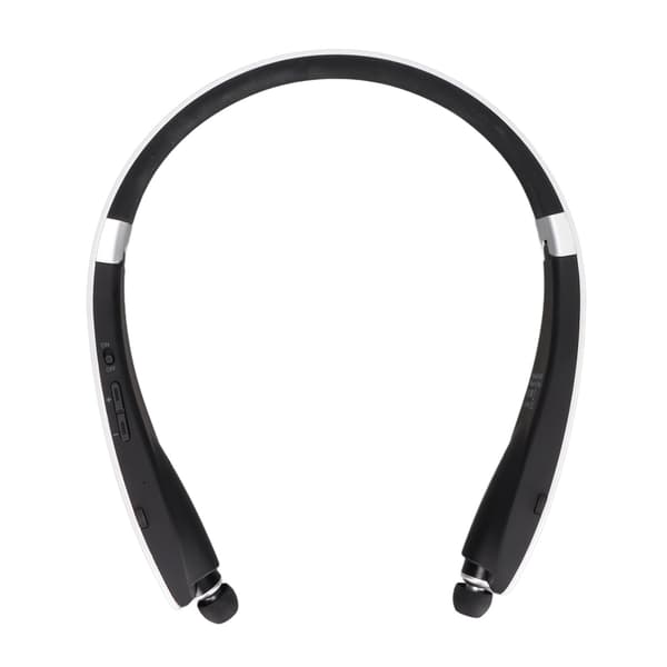 Bluetooth-hörlurar med nackband, hopfällbara, brusreducerande, trådlös mikrofon, vit