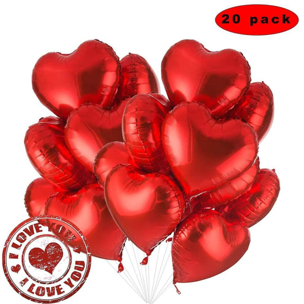 Hjärtformad folieballong Röd, 20 st