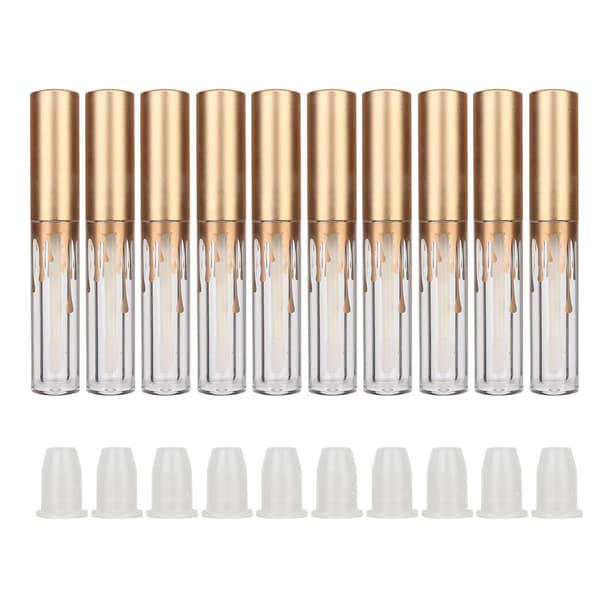10 stk. Tom læbeglansrør DIY læbestiftflaske makeupværktøj 2,5 ml mat guldhætte