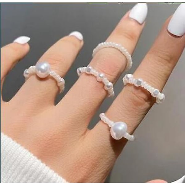 Ring Set Pearl Fashion Smycken B2566