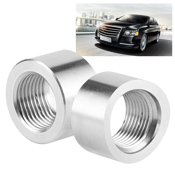 2 stk. Oxygen Sensor Spacer Rustfrit Stål SS304 M18 x 1.5 Indvendigt Gevind Rillet O2 Sensor Tilbehør