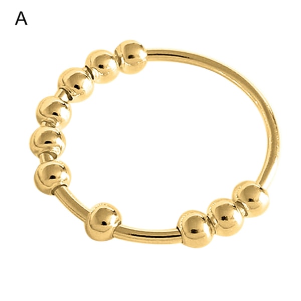 Fingerring Charmig roterande pärlor dekor Minimalistisk polerad bröllopsdekor bandring för dagligt bruk Golden A