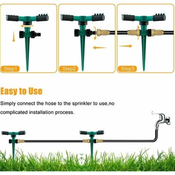 Grässpridare Plast Trädgårdssprinkler Trädgårdsvattenspridare Trearmad 360 roterande roterande sprinkler Effektivt vatten
