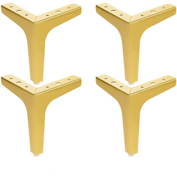 Set med 4 möbelben, moderna möbelben, polerad krommetall (15 cm, guld)