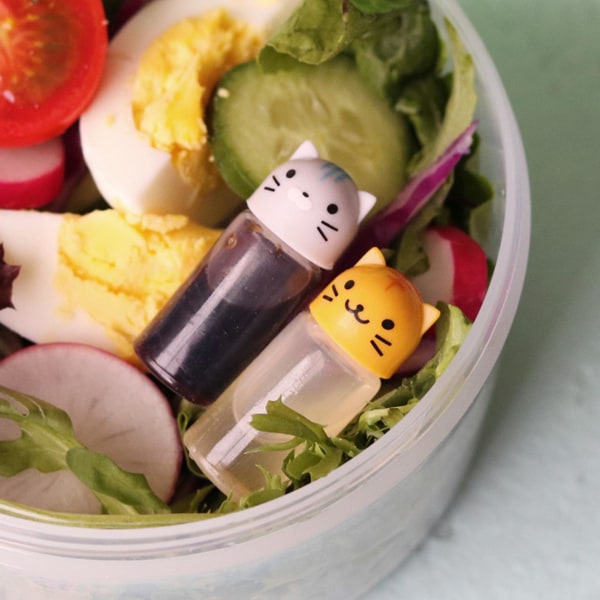 1 sæt sauceflasker dyremønster gennemsigtigt minikrydderi Pres salatdressingkrukker til picnic