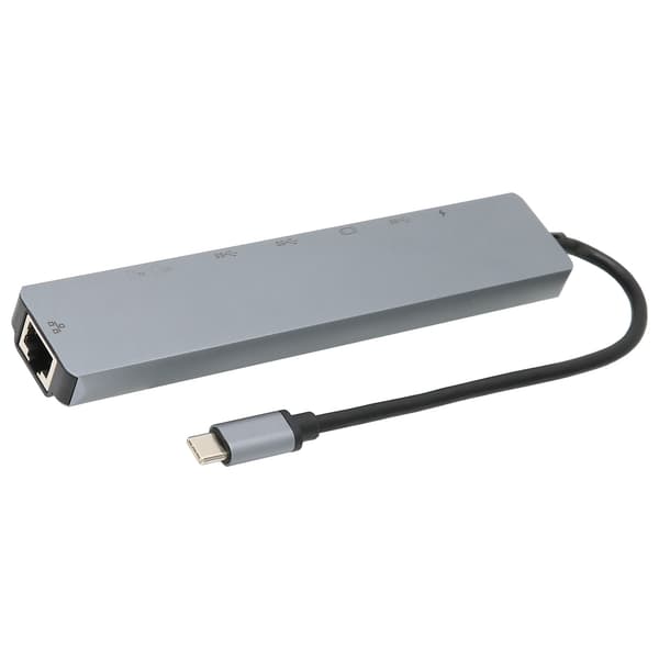 USB C Dock 8 i 1 Multifunktionell Typ C till RJ45 USB 3.0 HDMI Multimedia Dockningsstation för Laptop