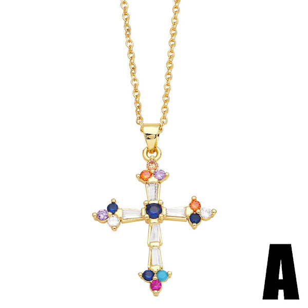 Halskæde Vintage Zircon Cross Fashion smykker Ac8852 A
