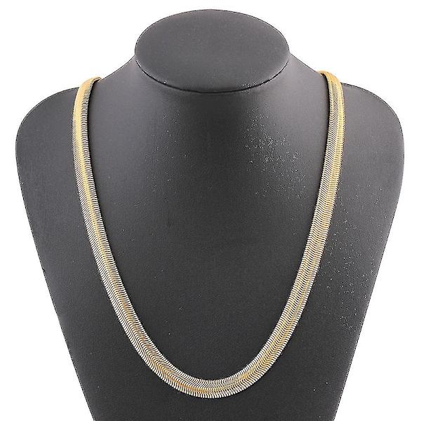 18k gult guld Twist Bone Snake Chain Halsband 8 mm 25 tum för män kvinnor