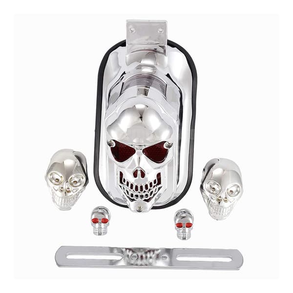 Universal Chrome Skeleton Style Bagbremse Køre- og Blinklys til Motorcykler