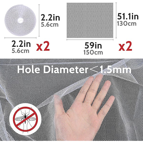 2 kpl ikkunan hyttysverkko, hyönteissuojaverkko, 130 cm*150 cm, hyttysverkko itseliimautuvilla nauhoilla, mesh , valkoinen