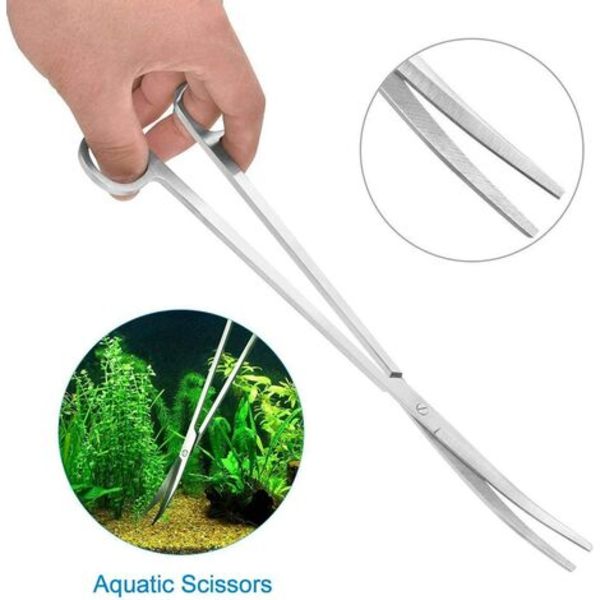 Akvariumverktygssats 6 i 1 vattenväxter i rostfritt stål Pincett Sax Spatel Aquascaping- set för vattenväxter