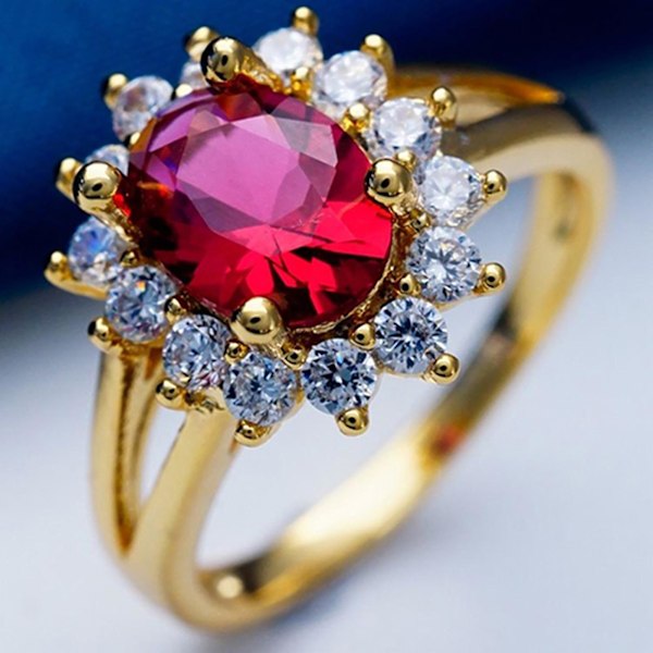 Brude Ring Fint håndværk Smykker Gave Kvinder Elegant Rhinestone Finger Ring For Prom Purple Size 5