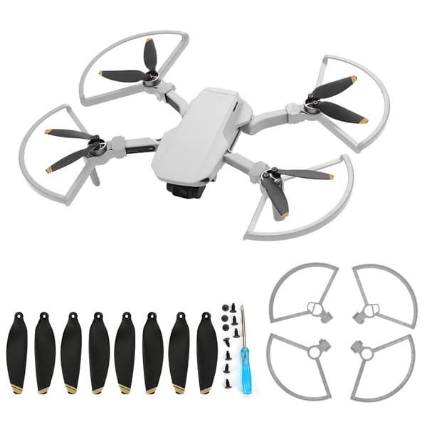 4 stk. Propellerbeskyttere 2 par 4726F Sorte Propeller Passer til MAVIC MINI Drone (Guldkant)