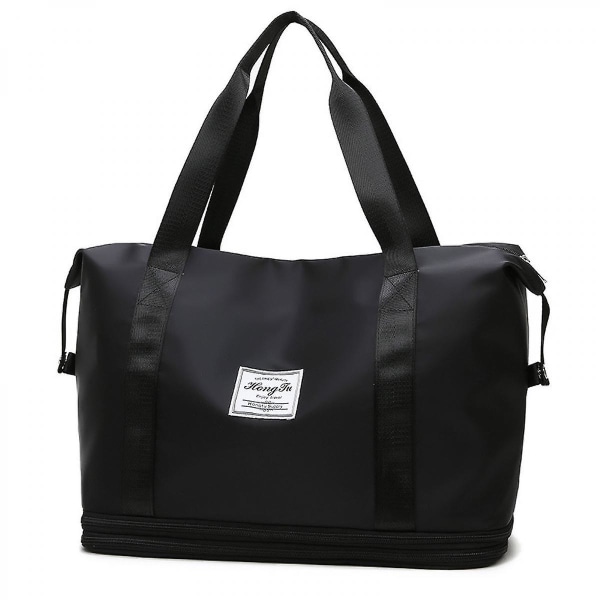 Stor kapacitet rejse-duffel-mulepose med tør våd-separationslomme, let og let at bære på, sort