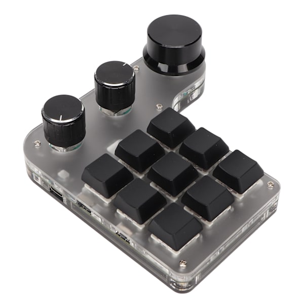 Brugerdefineret Mini Keypad 9 Taster 3 Knapper Programmerbar RGB Baggrundsbelyst Gaming Macro Keypad Sort