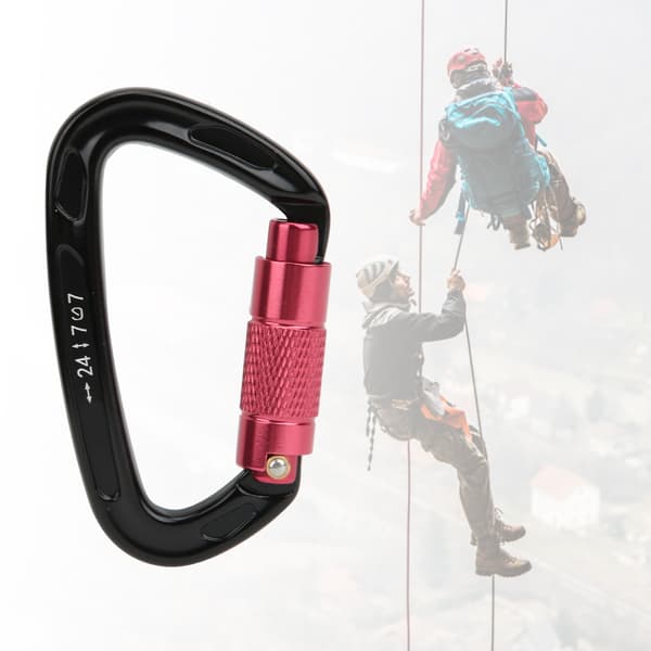 7075 Flygplansaluminium Master Lock Karabiner D-Ring Säkerhetsspänne Säkerhetsutrustning för utomhusklättring Camping Hängmatta Svart