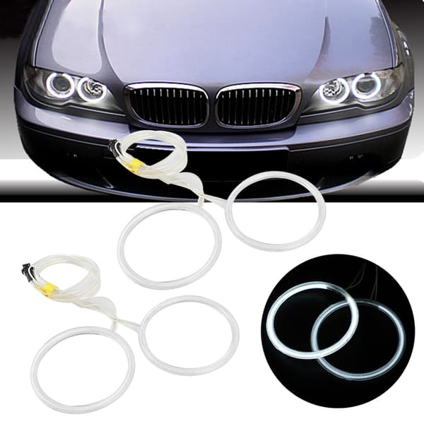 4 stk. bil hvite engleøyne frontlykter LED Halo-ringer 106 mm/4,2 tommer montering passer til E46