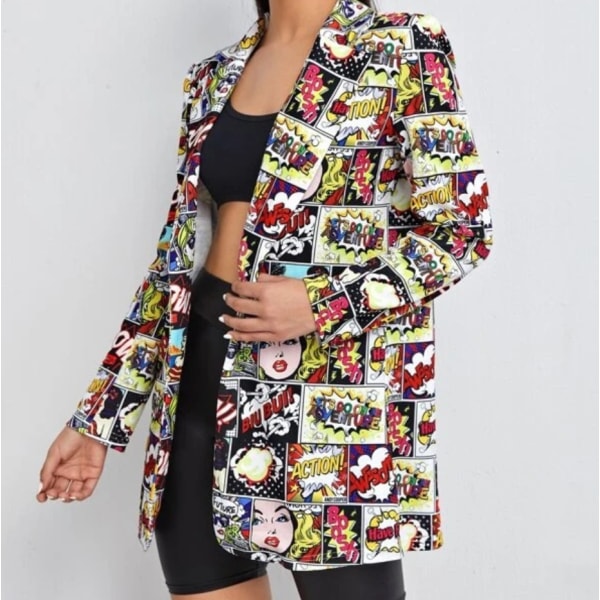 Naisten printed bleiseri khaki S