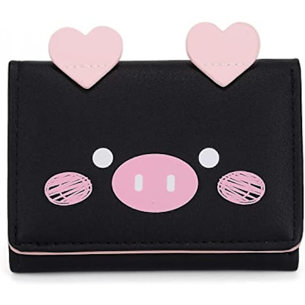 Kawaii lompakko tytöille söpö sika naisten kukkaro kortti setelipidike organizer, sika pinkki A916-773 Black