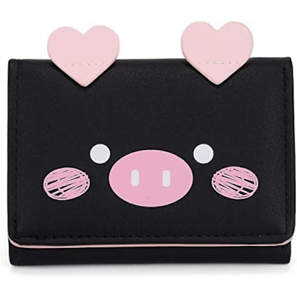 Kawaii Pung Til Piger Sød Svin Kvinder Pung Kort Bill Holder Organizer, Pig Pink A916-773 Black