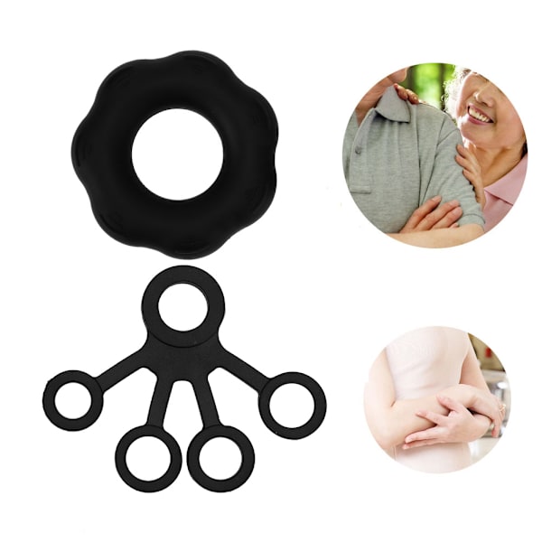 Handstyrke Tränare Ring Expander Finger Pull Ring Fingerträning Motståndsbälte Svart
