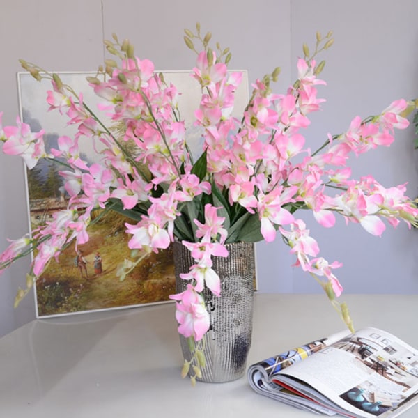 Enskild liten orkidé konstgjord blomma, speciell konstgjord orkidé för bröllop, 1 pack - rosa
