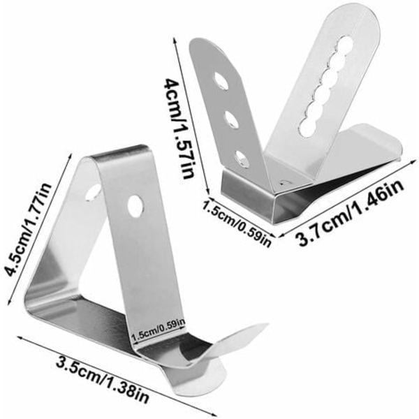 Rustfrit stål Termometer Clip Sensor Clip Holder 4mm Blænde 6 Stk Sølv