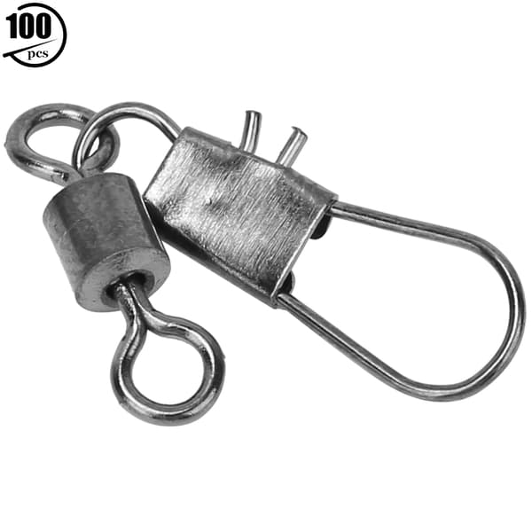 100 stk. Interlock Snap Kugleleje Drejeligt Rulle Ring Fiskeri Connector Båd Krog