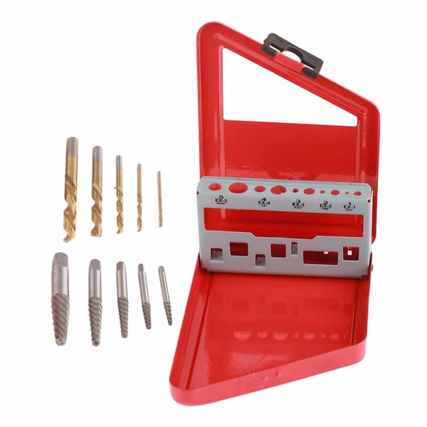10 st Vänsterhands Titanbelagda Borr Extractor Set Legerat Stål Skruv Extractor Kit