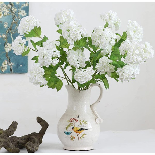 Konstgjord snöboll Viburnum grön hortensia 2 huvuden Naturlig naturtrogen Real Touch Konstgjord latex långstam hortensia för heminredning Utomhusbröllop D