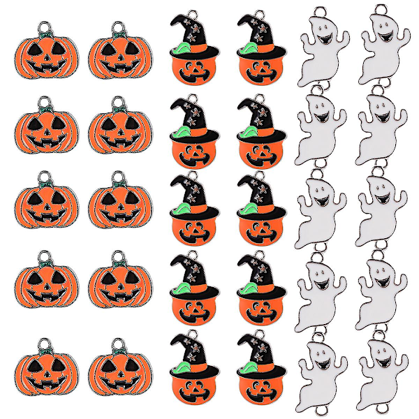 30 kpl Halloween Diy Charms Pumpkin Ghost Diy Riipukset Avaimenperä Kaulakoru