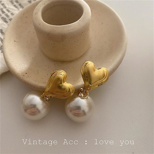 Øreringe Pearl Heart Stud Girls&#39; Modesmykker Ac2486