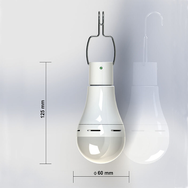 (BLS-60-20D 7W glödlampa + solpanel = komplett set (smart switch, kallvitt ljus) LED-ljus, för utomhusbruk, trädgård, trädgård