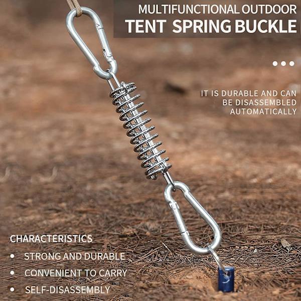 Bitar Tältfjäderspännen Stålfjäderförtält Tält Heavy Duty Rep Tält Rep Spänne Fixeringssats Trädgårdssegelspännare Resetälttillbehör