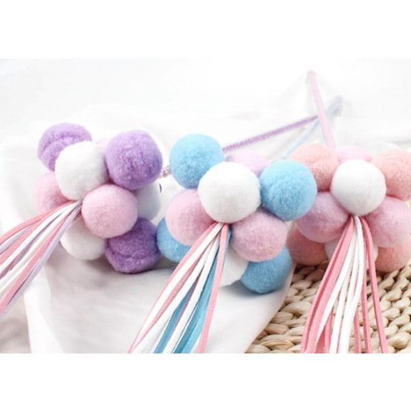3 handgjorda roliga kattpinnar Fjäderpompom Pompom Rolig kattpinne slåss Ung vuxen kattleksak Fairy Funny Cat Stick (slumpmässig färg),