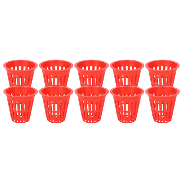 10-pack hydroponisk planteringskorg, plast, växtnätkopp för balkongträdgård, röd