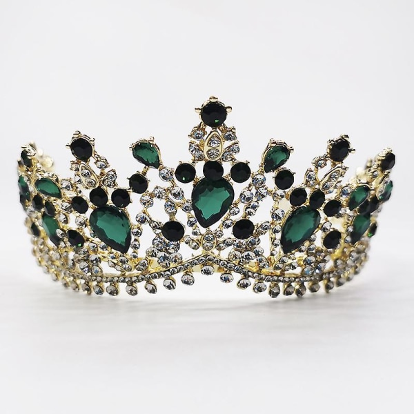 Jeweled Crowns Vackra Headpiece Bröllop Crown Bröllop Tiaras Håraccessoarer för bal födelsedag Green with comb