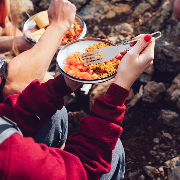 Bærbar foldbar titanium spork til udendørs camping og rejser