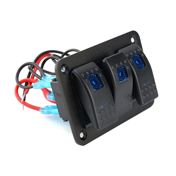 3-Gangs 12V til 24V Kontaktpanel med LED-lys til RV Bil Marinebåd