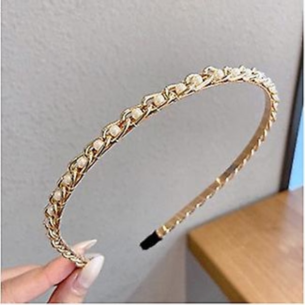 Korea Style Pearl Beaded Hair Hoop Pandebånd Lady 14