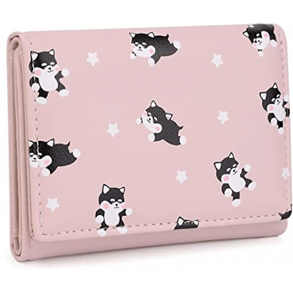 Kawaii Pung Til Piger Sød Kat Vegansk Læder Kortholder Organizer Small Trifold Dame Pung, Menw Cat A916-782 Pink
