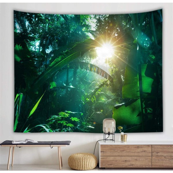 Retro Sunshine Forest Fantasy Forest Vægtæppe med stjerner i baggrunden (200x150 cm)